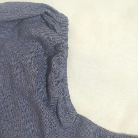 A&F Puff Sleeve Shine Cotton-Blend Square Neck Top, Color Blue Size XS - Picture 12 of 14